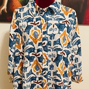 Cristian Siriano Plus Size Ikat Pattern Button Shirt